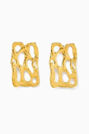 Mystic Embossed Geometric Earrings in 18kt Gold-plated Brass