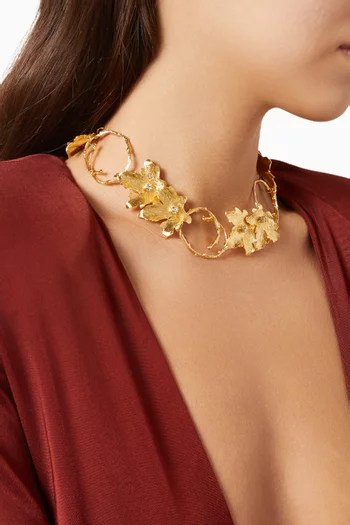 Mystic Vine Leaf Necklace in 24kt Gold-plated Metal