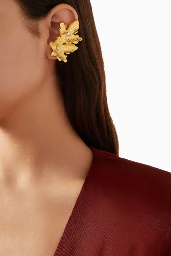 Mystic Vine Leaf Ear Cuffs in 24kt Gold-plated Metal