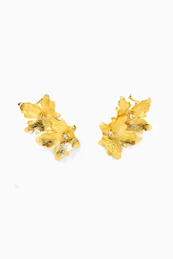 Mystic Vine Leaf Ear Cuffs in 24kt Gold-plated Metal