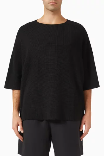 Waffle Short-sleeve Sweater