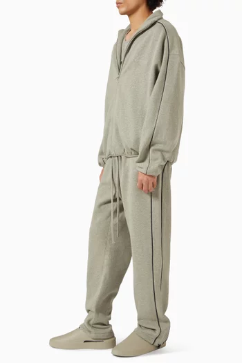 Relaxed Piped Sweatpants in Fleece