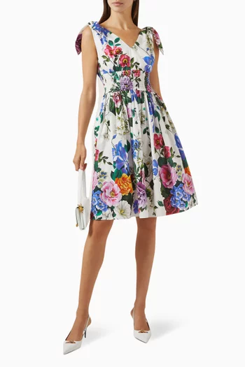 Floral-print Mini Dress in Cotton