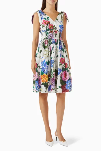 Floral-print Mini Dress in Cotton