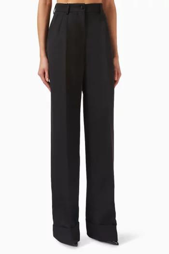 Flared Wide-leg Pants in Wool