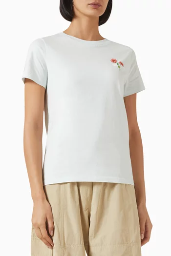 تي شيرت مزين بطبعة زهور قطن