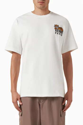 Happy Tiger Embroidered T-shirt in Cotton