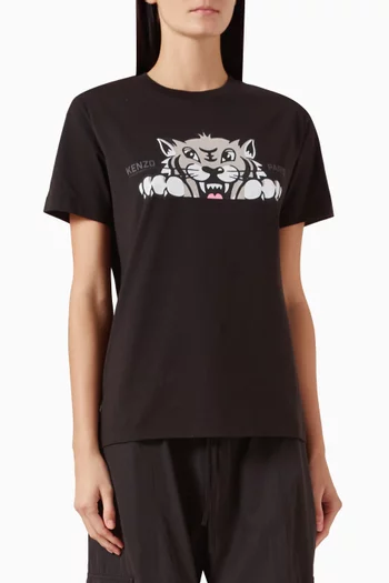 تي شيرت بنقشة نمر سعيد قطن