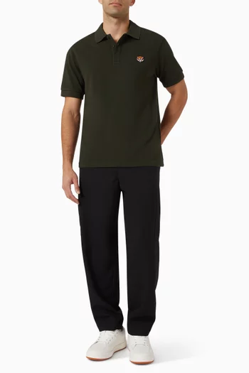 Happy Tiger Embroidered Slim-fit Polo T-shirt in Cotton
