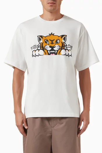 Happy Tiger Oversized T-shirt in Cotton