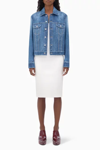 Printed Denim Jacket in Leather