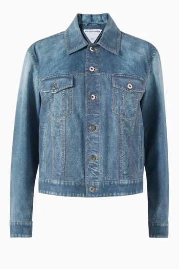 Printed Denim Jacket in Leather