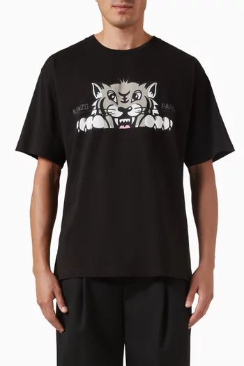Happy Tiger Oversized T-shirt in Cotton