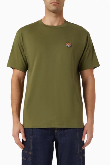 Happy Tiger Embroidered T-shirt in Cotton