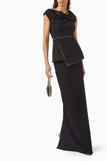 Farrah Peplum Top in Crepe & Stretch-satin