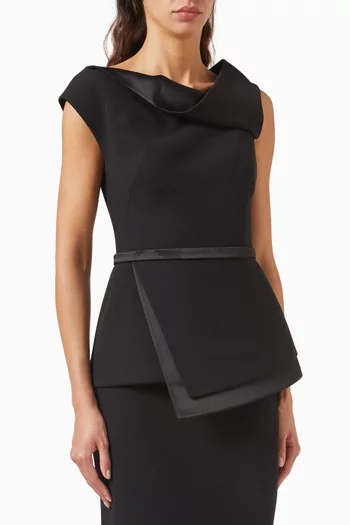 Farrah Peplum Top in Crepe & Stretch-satin