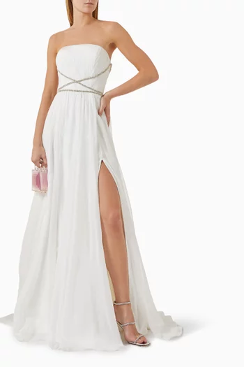 Slit Train Gown in Velvet