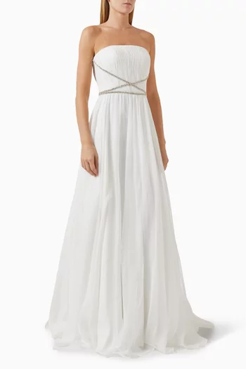 Slit Train Gown in Velvet