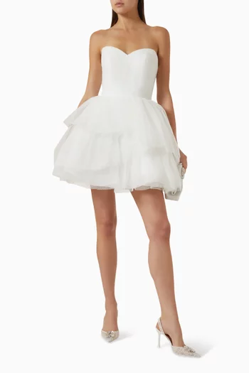 Strapless Mini Bridal Dress in Tulle