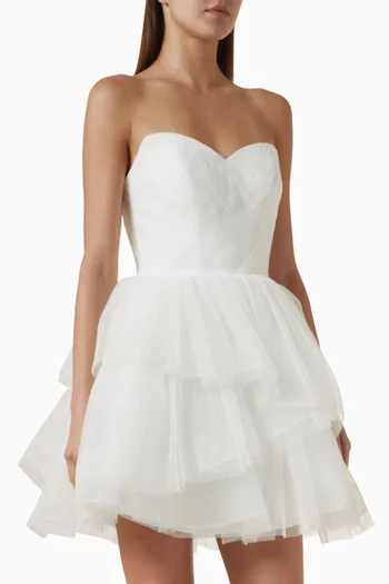 Strapless Mini Bridal Dress in Tulle