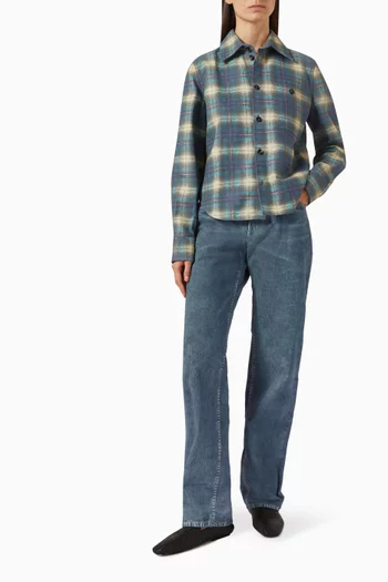 Flannel Printed Shirt in Leather