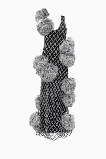 فستان بكرات بوم بوم كروشيه وورق شبكي