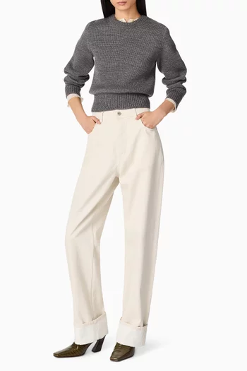 Colored Turned-up Jeans in Cotton