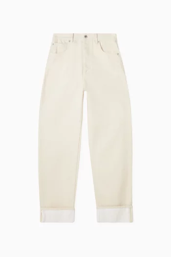 Colored Turned-up Jeans in Cotton