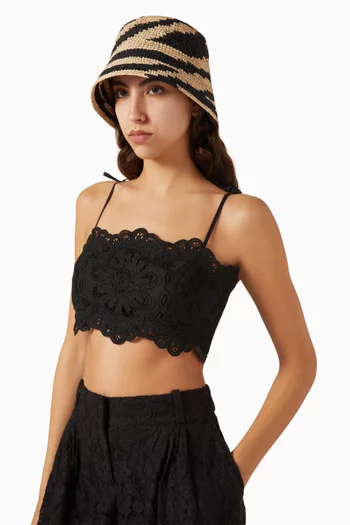 Zebra Bucket Hat in Raffia