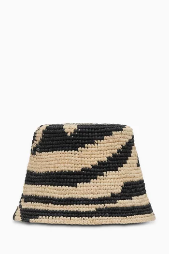 Zebra Bucket Hat in Raffia