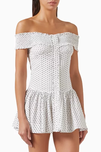 Mae Off-shoulder Mini Dress in Poplin