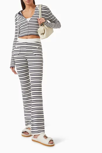 Aimee Striped Cropped Hoodie in Knit
