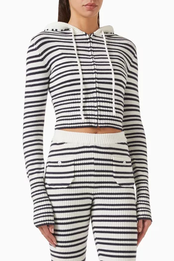 Aimee Striped Cropped Hoodie in Knit