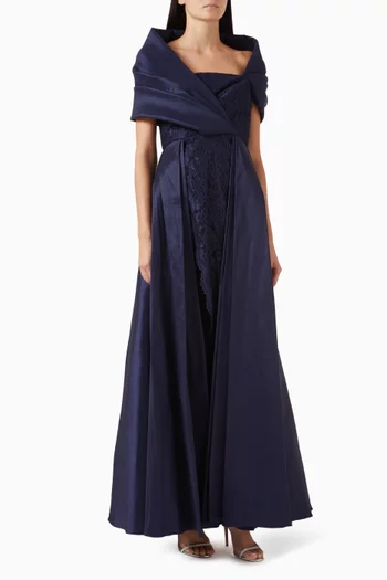 Azzura Maxi Dress in Crepe & Lace