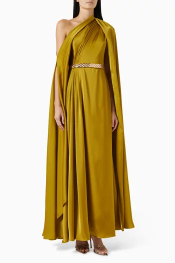 Amber One-shoulder Dress in Satin
