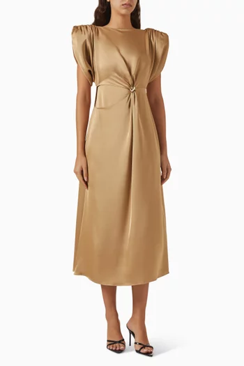 Coralie Gathered Dress in Silk