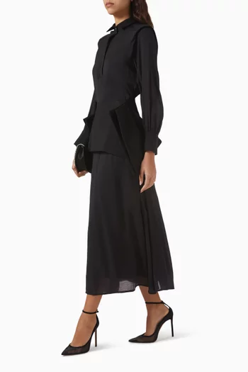 Ophelia Belted Dress in Crinkle Chiffon Crepe