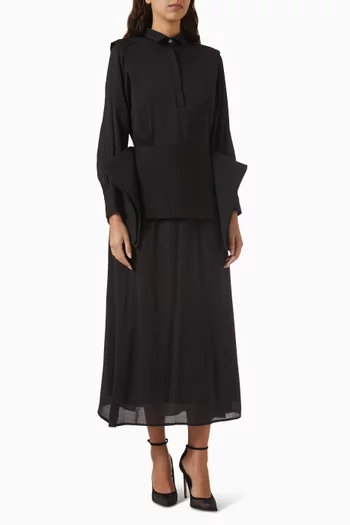 Ophelia Belted Dress in Crinkle Chiffon Crepe