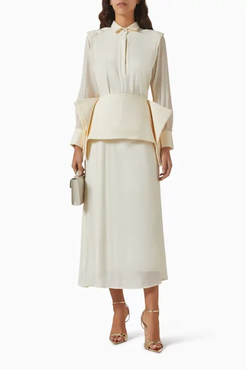 Ophelia Belted Dress in Crinkle Chiffon Crepe
