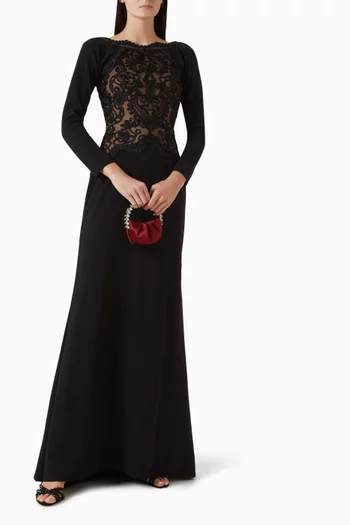 Nayana Embroidered Gown in Crepe