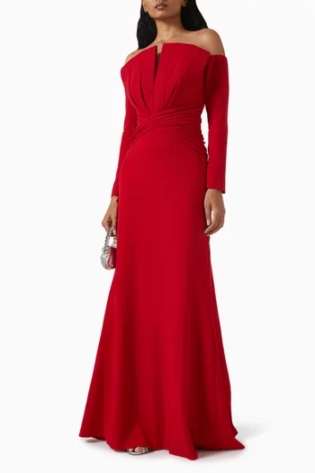 Leona Off-shoulder Maxi Dress in Crepe