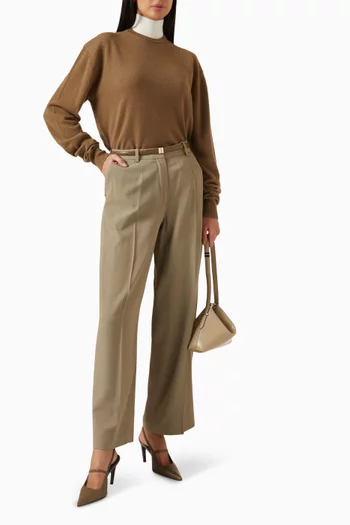 Sleeveless Turtleneck Top in Wool-blend