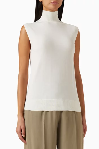 Sleeveless Turtleneck Top in Wool-blend