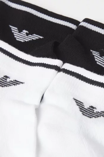 Eagle Logo Ankle Socks in Terry Cloth, Set of 2