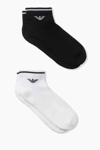 Eagle Logo Ankle Socks in Terry Cloth, Set of 2