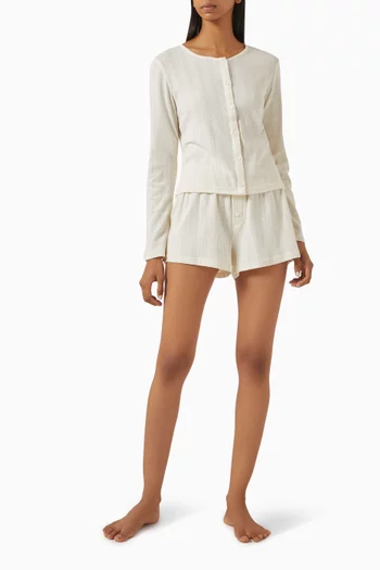 Pointelle Cardigan & Shorts Sleep Set
