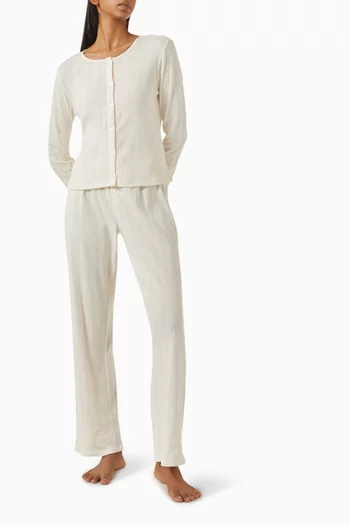 Pointelle Cardigan & Pants Sleep Set