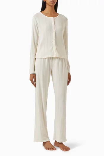 Pointelle Cardigan & Pants Sleep Set