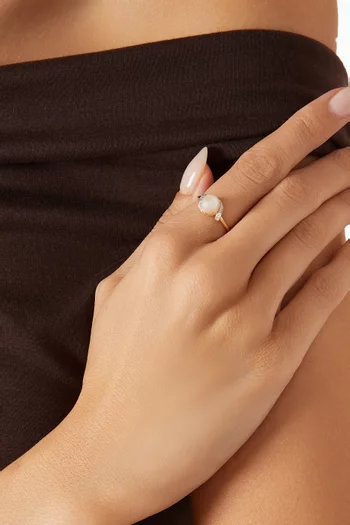 خاتم كيكو كادو مرصع باللؤلؤ ذهب أصفر عيار 18
