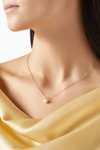Kiku Cadeau Pearl & Diamond Necklace in 18kt Yellow Gold